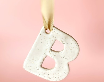 Personalized Ceramic Letter Ornament Christmas Tree Decoration Custom Holiday Keepsake Stocking Stuffer minimalist ornament 2025