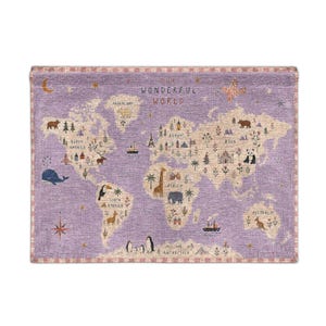 World map nursery wall art whimsical kids world map wall tapestry educational playroom decor storybook map kids room decor
