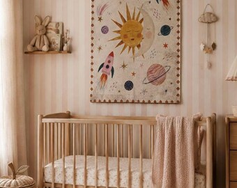 Celestial gender neutral nursery whimsical Nursery wall art Room Decor Wall tapestry Nursery Wall Hanging Storybook Kids Room Decor
