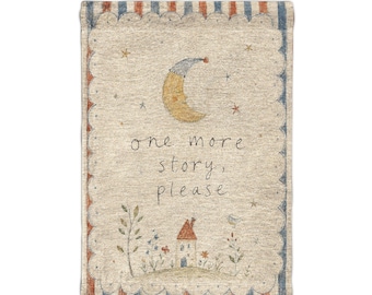 European vintage nursery art One More Story woven wall tapestry vintage farmhouse nursery decor