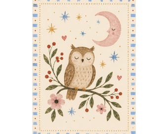 Owl nursery wall art print space nursery decor rocket and planets kids wall art colorful nursery poster