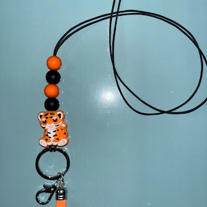 Tiger lanyard teacher badge holder