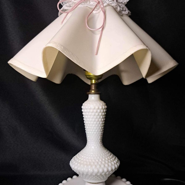 Fenton Hobnail Milk Glass Lamp