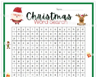 4th Grade Christmas Word Search with Answer Key, Printable