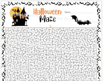 College/Adult Halloween Maze with Answer Key, Printable
