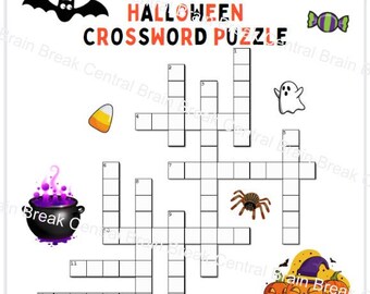 4th Grade Halloween Crossword Puzzle with Answer Key
