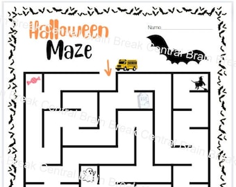 1st Grade Halloween Maze with Answer Key, Printable