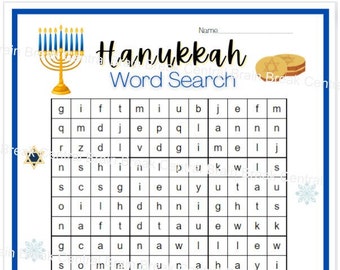 2nd Grade Hanukkah Word Search with Answer Key, Printable