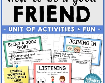 Actividades para desarrollar habilidades de amistad - Aprendizaje socioemocional (SEL) Necesidades especiales TEA Autismo - Maestros Padres Educación en el hogar - Edades 3-10 Imprimible