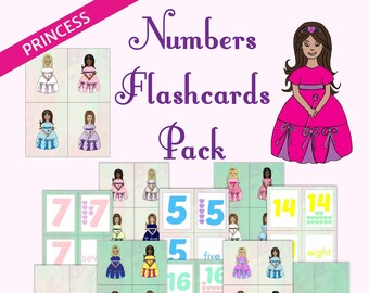 Princess Number Flashcards, Princess Counting Flashcards, Preschool Flashcards, Number Flashcards
