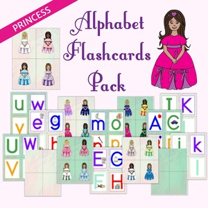 Princess Letter Flashcards, Princess Alphabet Flashcards, Preschool Flashcards, Alphabet Flashcards, Letter Flashcards