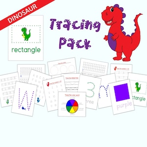 Dinosaur Tracing Pack, Dinosaur Preschool, Preschool Tracing, Dinosaur Worksheets, Tracing Worksheets