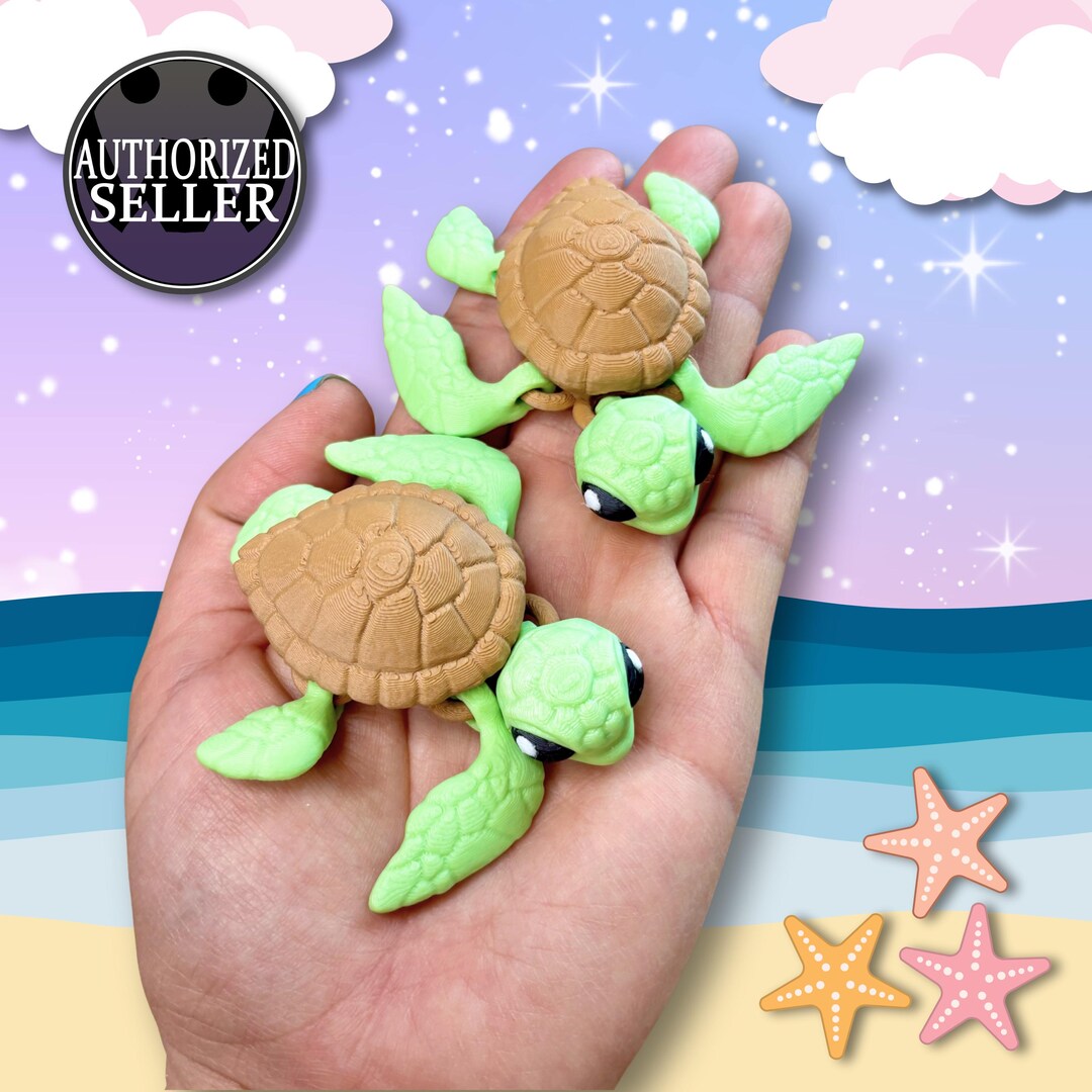 3D Printed Sea Turtle | Articulated Fidget Toy - Etsy