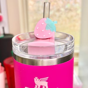 Pink Cute Strawberry Straw Topper | Drink Buddy | Charm