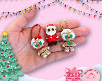 Set van 3 - Leuke 3D-geprinte kerst scharnierende fidget sleutelhanger speelgoed | Kerstman | Peperkoek