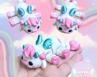 Cute 3D Printed Strawberry Cupid Cow Articulated Fidget Toy | Sensory Pet