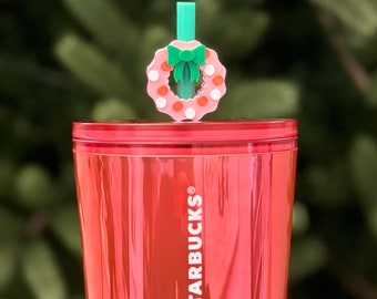 Rosa Weihnachtskranz Stroh-Topper | Trinkbuddy | Anhänger