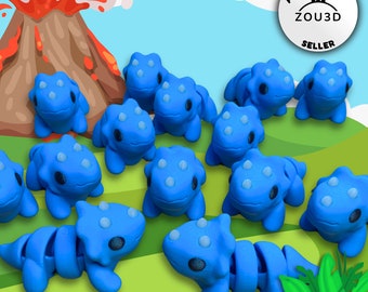 3D Gedruckter Gelenk Triceratops | Blauer Dino Fidget Greifling
