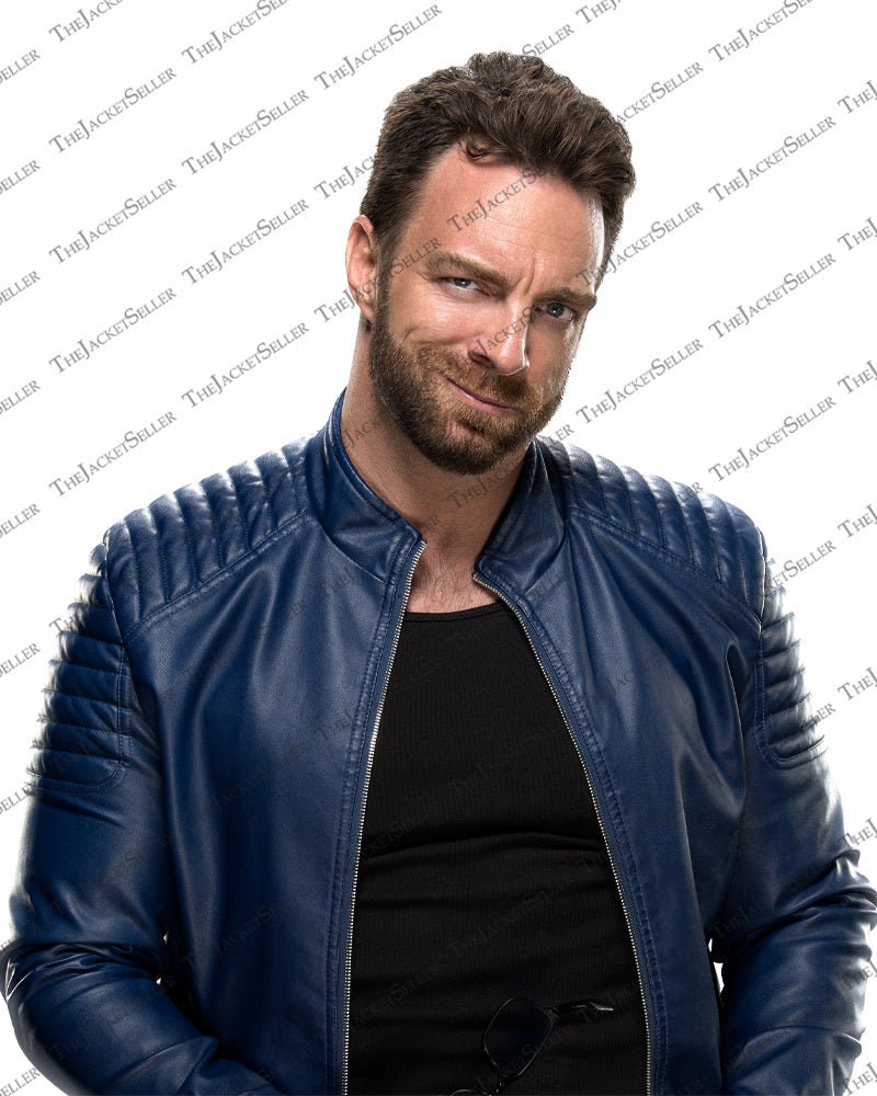 LA Knight Blue Jacket on NXT L Leather Jacket Man Celebrity 