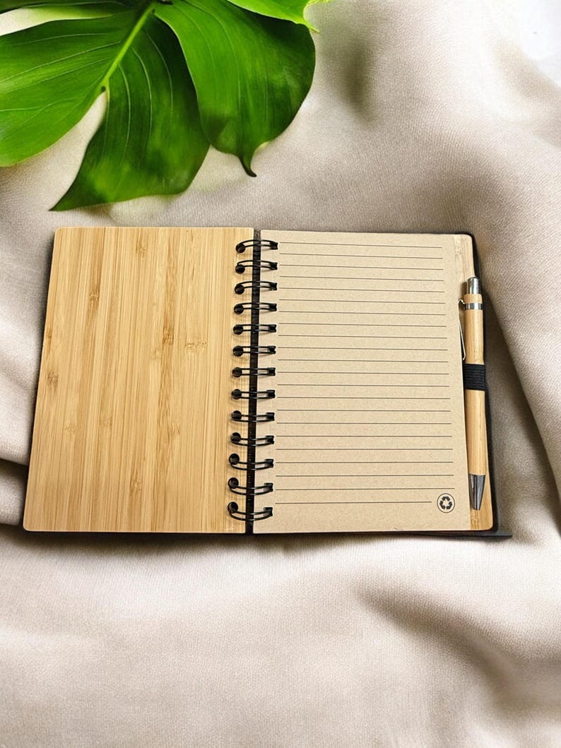 Bamboo Spiral Notebook With Ballpen - Etsy
