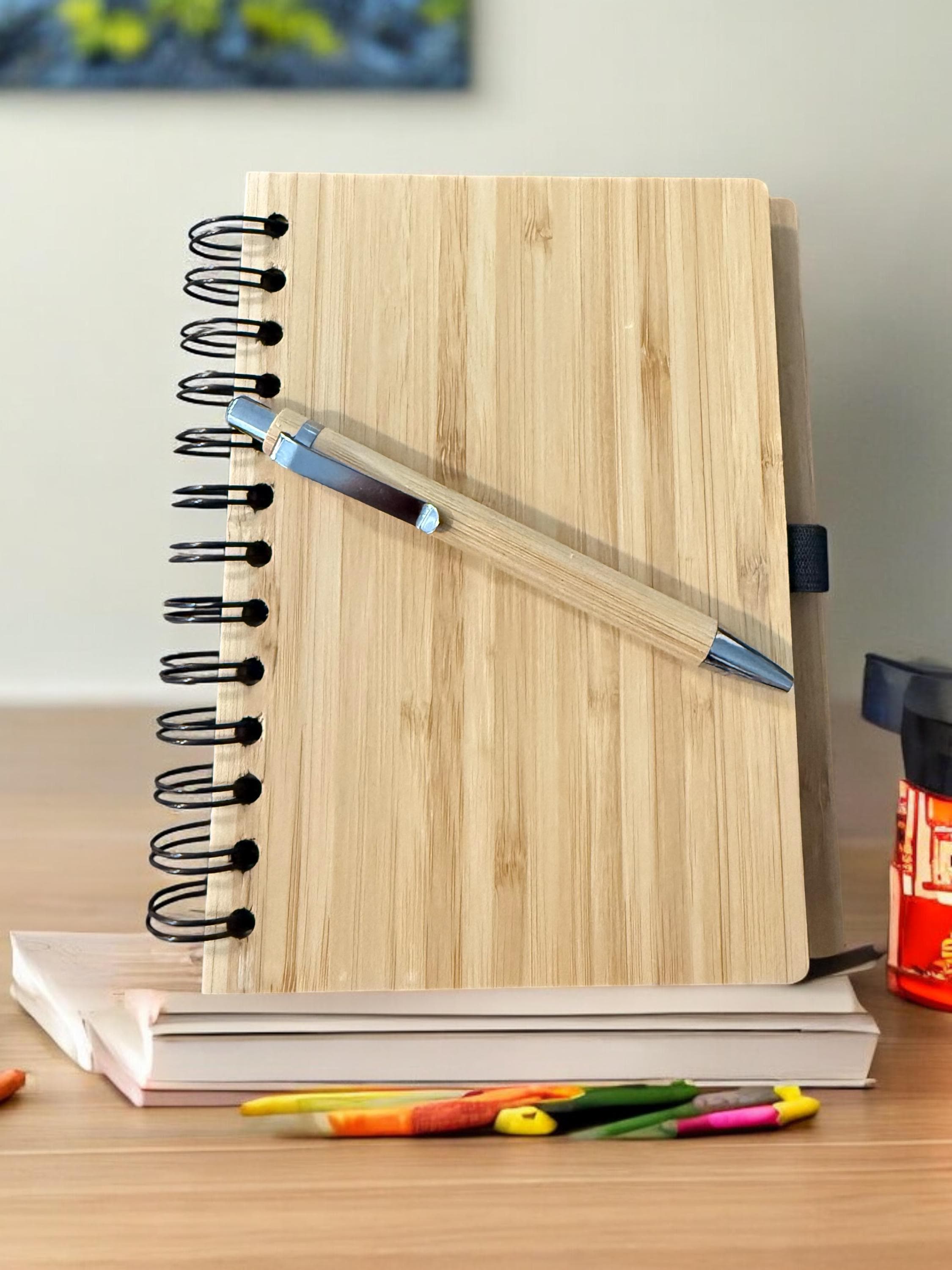 Bamboo Spiral Notebook With Ballpen - Etsy