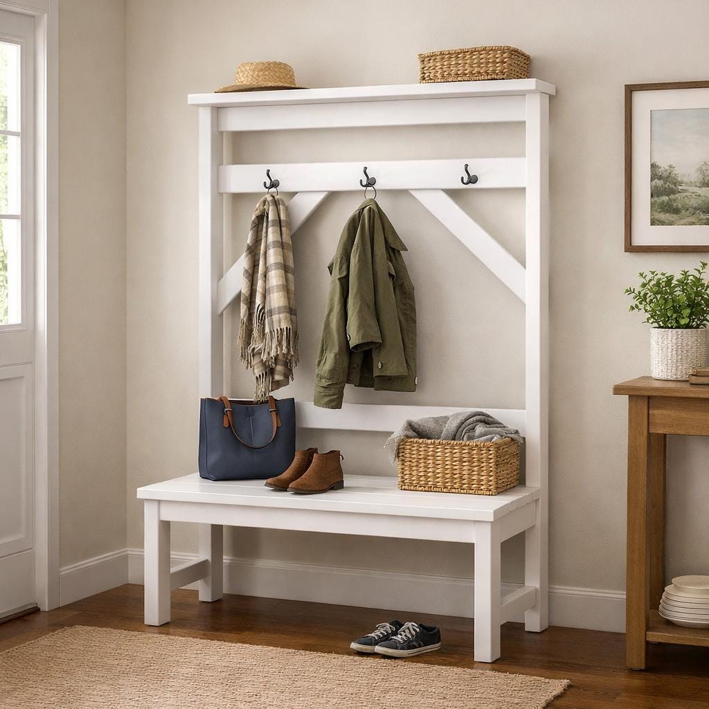 Rustic Farmhouse Hall Tree DIY Woodworking Plans (PDF Download) - Etsy