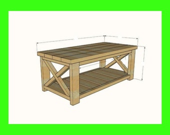Planos de mesa de centro rústica: estilo granja (Descarga PDF)
