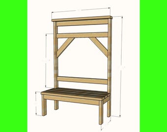 Outdoor Hall Tree Woodworking Plans, Rustic Mudroom Organizer (PDF Download)
