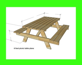 6 Foot Picnic Table DIY Plans: Woodworking Project (PDF Download)