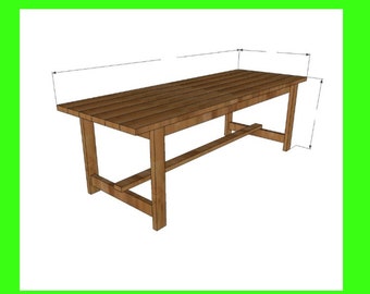 Plano de mesa de granja DIY, Plano de mesa de granja DIY, Mesa de granja grande, Descarga PDF