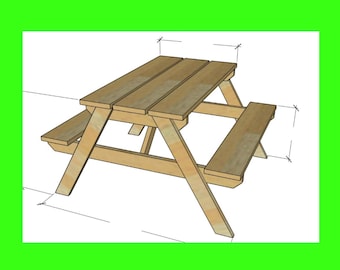 Plannen picknicktafel voor kinderen: buitenbank voor peuters (pdf)