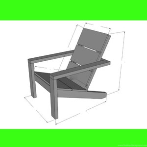 Peut inclure: Un dessin en 3D d'une chaise en bois avec un dossier à lattes et une assise large. La chaise mesure 91 cm de haut, 71 cm de large et 61 cm de profondeur.