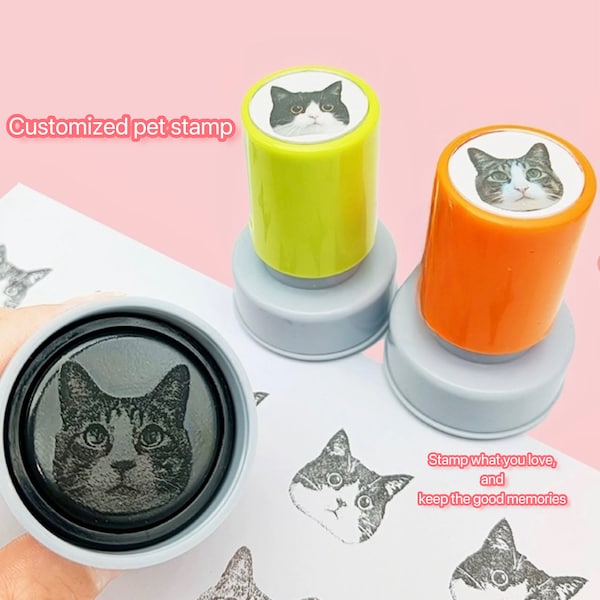 Custom Pet Head Portrait Stamp/Custom Cat & Dog round Stamp From Photo/Personalize Stamp on Assignments/Custom Pet Portrait Stamp gift