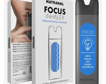 Natranal Focus Neusinhalator - Verbetert de ademhaling + verhoogt de focus - Aromatherapie-inhalator om focus, mentale snelheid en concentratie te vergroten