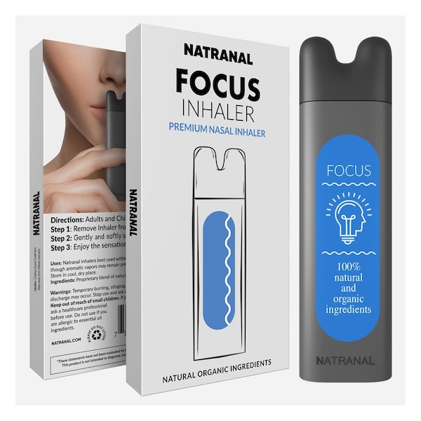 Natranal Focus Nasal Inhaler - Enhances Breathing + Boosts Focus - Aromatherapy Inhaler to Increase Focus, Mental Speed & Concentration
