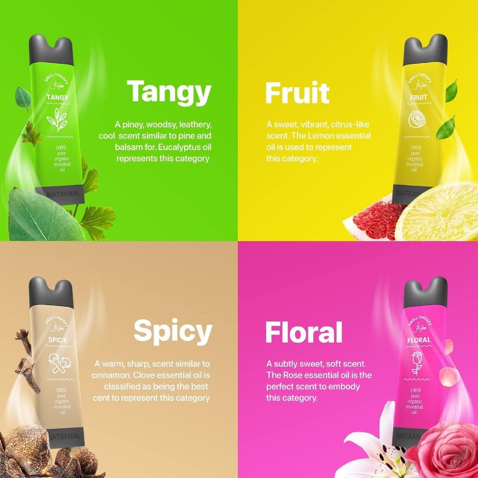 Natranal Smell Therapy Essential Oils Smell Training Kit for Loss of