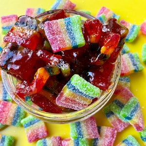 Chamoy rainbow bites- Dulces Enchilados- Spicy Candy- Chamoy and Tajin