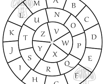 クラシックシジルホイール - 呪文と意図のシンボルのための文字リング - 印刷可能なデジタルダウンロード JPG