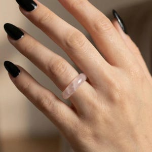 Rose Quartz Crystal Solid Band Ring - Love, Healing, Compassion - Available in Half Sizes 5 - 10.5 - gift boxed natural gemstone band image 1
