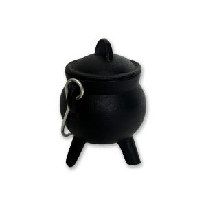 Mini Plain Cast Iron Cauldron with Lid & Handle – 4&quot; Tripod Witch Pot – Made in India – Altar Tool for Spells, Incense, Rituals - NEW