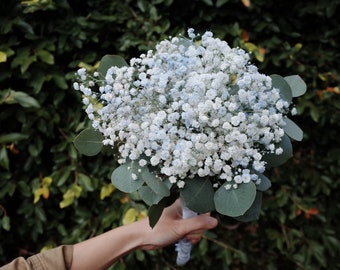 Natural Beautiful Fresh Flower Bridal bouquet for Wedding | Baby Breath and Eucalyptus | All Natural |