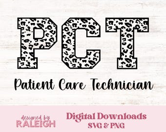 Technicus patiëntenzorg PCT | Luipaardprint | SVG en png-bestand | Digitale download | Knipbestand voor sublimatieontwerp Cricut