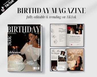 親友のための誕生日雑誌Canvaテンプレート | 編集可能な誕生日プレゼント | パーソナライズされた親友雑誌 | 女の子の誕生日 | すぐにダウンロード