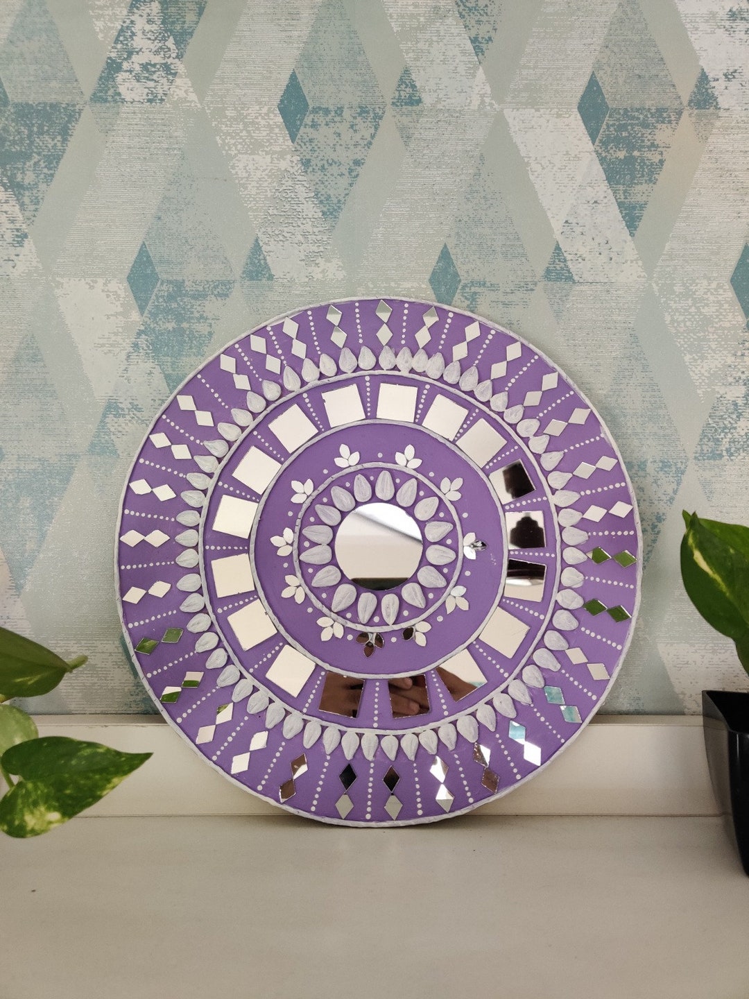 Purple Lippan Art Wall Decor for Living Room Etsy