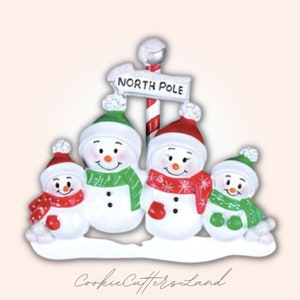 North Pole Family of 4 Personalized Christmas Ornament - FREE CUSTOMIZATION