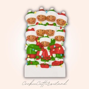 Black Family Christmas Ornament 2023 Christmas Family of 9 Tangled in Lights Ornament 2023 - Free Customization