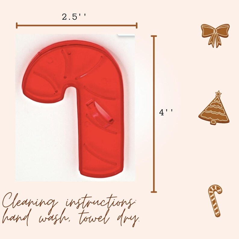 Candy Cane Cutter Vintage Style Candy Cane Cookie Cutter: Red Plastic, Made in USA - Etsy