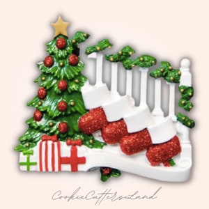 Bannister with 4 Stockings Personalized Christmas Ornament