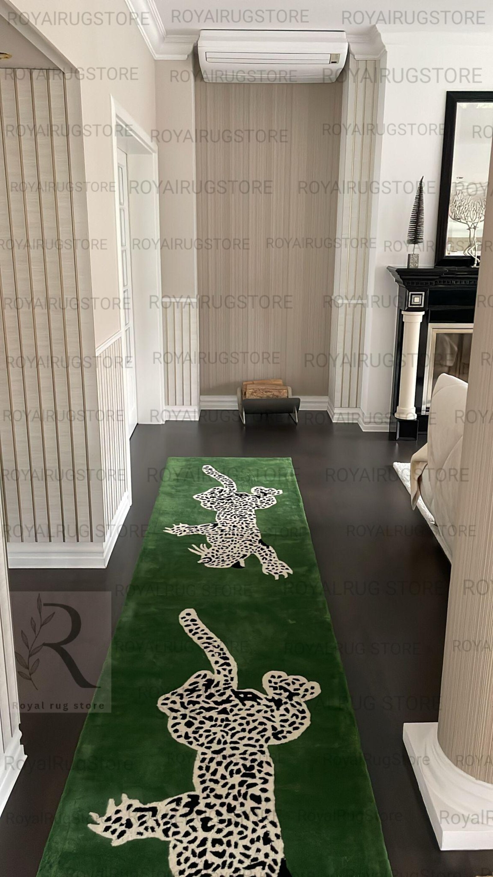 Hand Tufted Leopard Climbing Runner Rug 100% Woolen Area Rug Custom ...