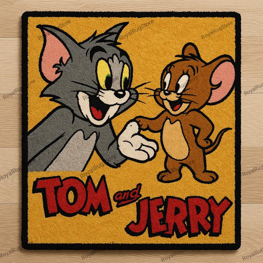 Tom Cat Rug Hand Tufted Luxury Tom and Jerry Handmade Rug 100% Newzealand Wool Rug ...